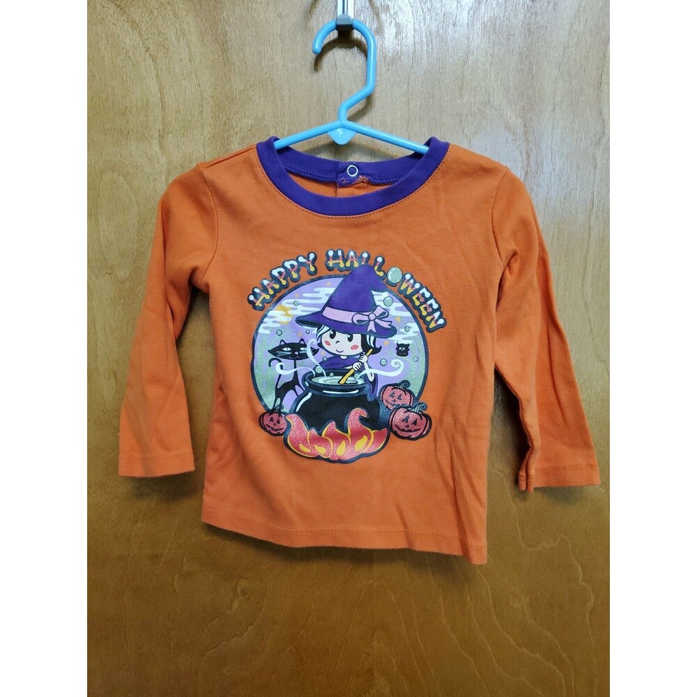 Happy witch pot orange Halloween L/S shirt pumpkin 24 month